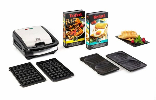 Bild 1 von Tefal Waffeleisen SW853D Snack Collection, 700 W, erweiterbare Platten, spülmaschinengeeignet, antihaftbeschichtet, Schwarz|silberfarben