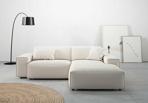 Andas Ecksofa Glimminge, Breite 234, auch in Breitcord + Easy care-Bezug, Zierkissen, Weiß