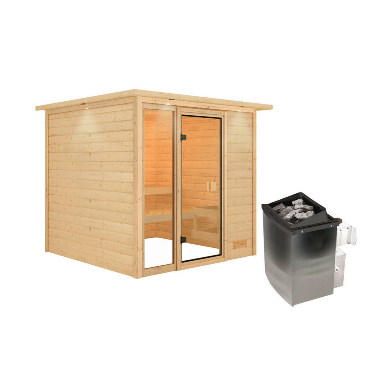 Bild 1 von Karibu Sauna Seppel Front natur B/H/T: ca. 196x187x196 cm