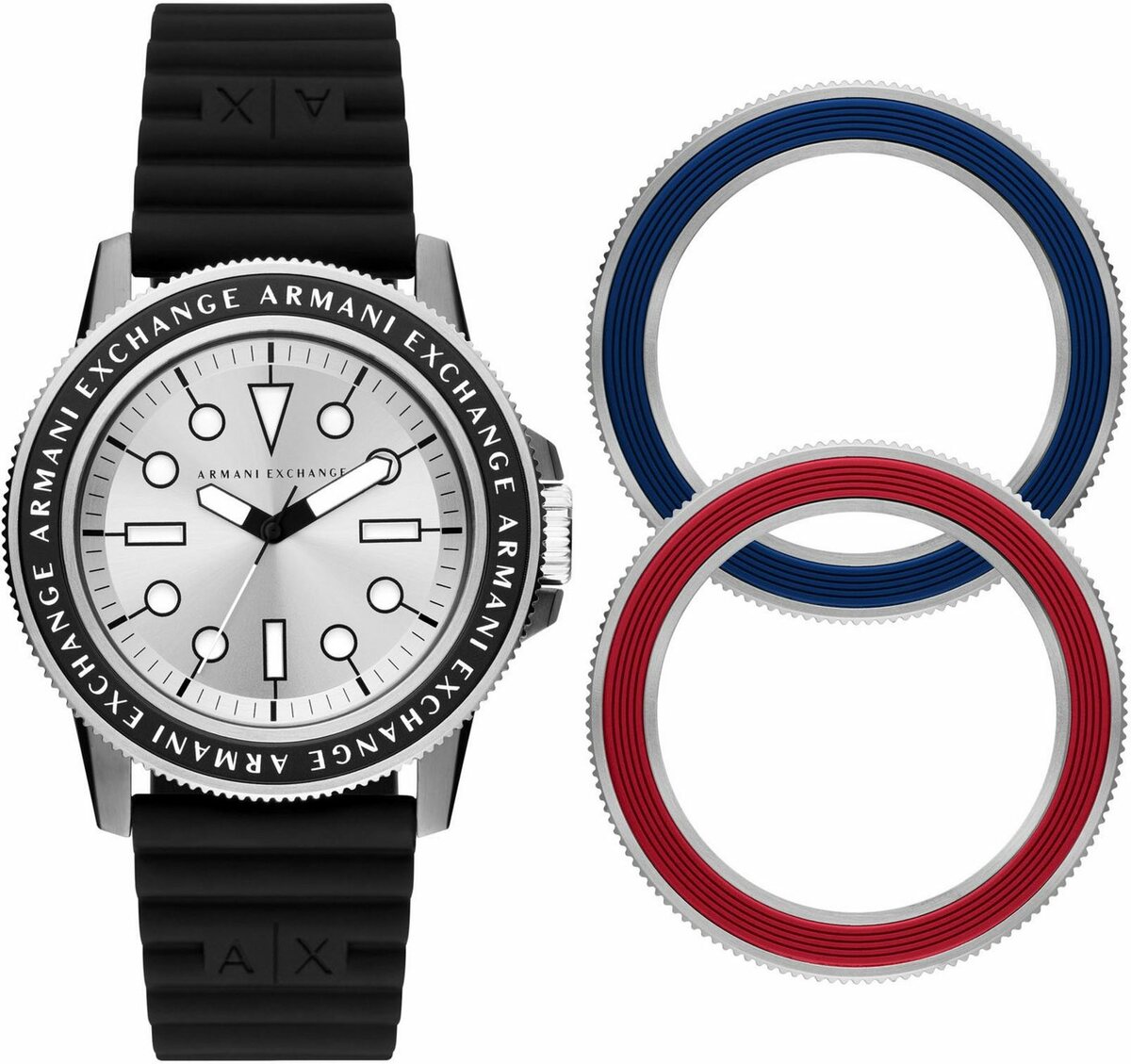 Bild 1 von ARMANI EXCHANGE Quarzuhr AX7136SET, (Set, 3-tlg., mit 2 Wechsellünetten), ideal auch als Geschenk, Schwarz