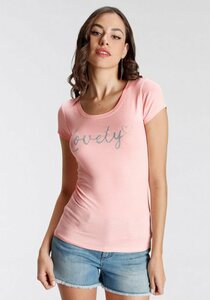 Melrose T-Shirt mit Glitzerdruck, Rosa