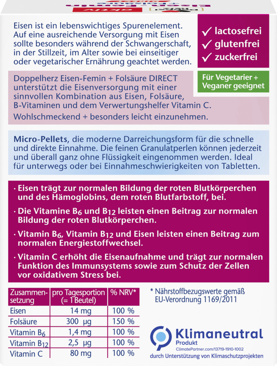 Bild 4 von Doppelherz aktiv Eisen-Femin Direct + Folsäure