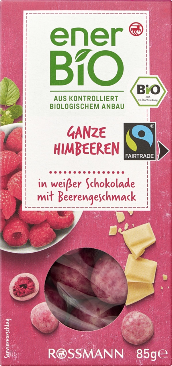 Bild 1 von enerBiO Ganze Himbeeren in weißer Schokolade mit Beerengeschmack