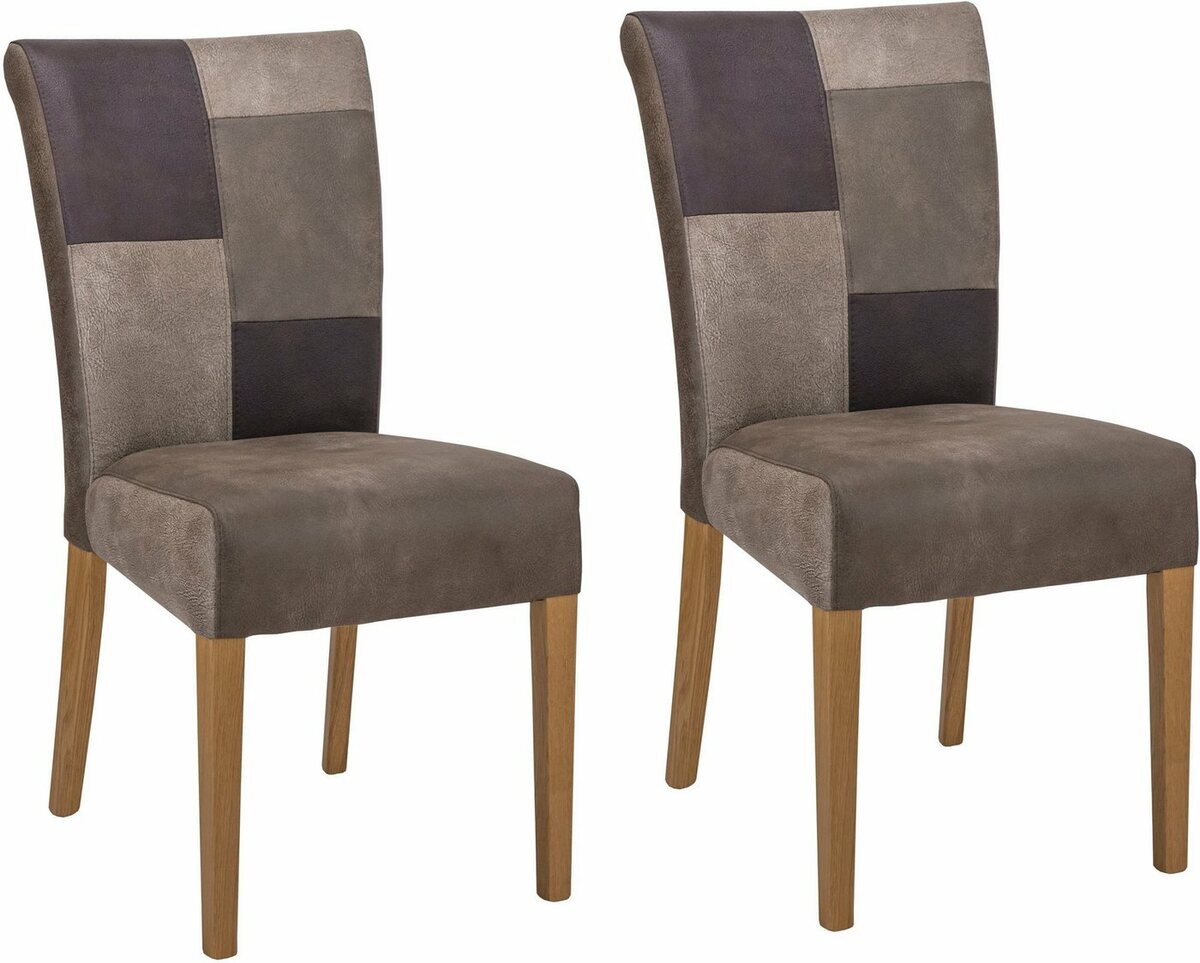 Bild 1 von Home affaire Esszimmerstuhl Queen (Set, 2 St), Beingestell aus Massivholz, Patchwork Bezug im Landhaus Stil, Bunt