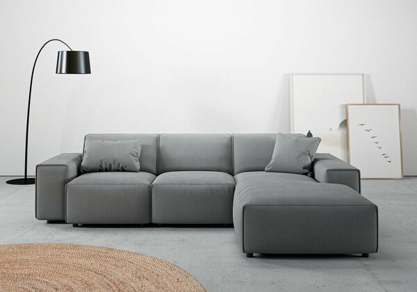 Bild 1 von Andas Ecksofa Glimminge, Breite 264, auch in Breitcord + Easy care-Bezug, Zierkissen, Grau