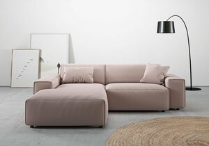 Andas Ecksofa Glimminge, Breite 234, auch in Breitcord + Easy care-Bezug, Zierkissen, Rosa