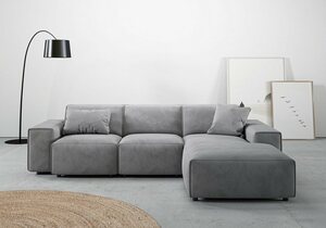 Andas Ecksofa Glimminge, Breite 264, auch in Breitcord + Easy care-Bezug, Zierkissen, Grau