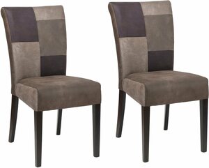 Home affaire Esszimmerstuhl Queen (Set, 2 St), Beingestell aus Massivholz, Patchwork Bezug im Landhaus Stil, Bunt