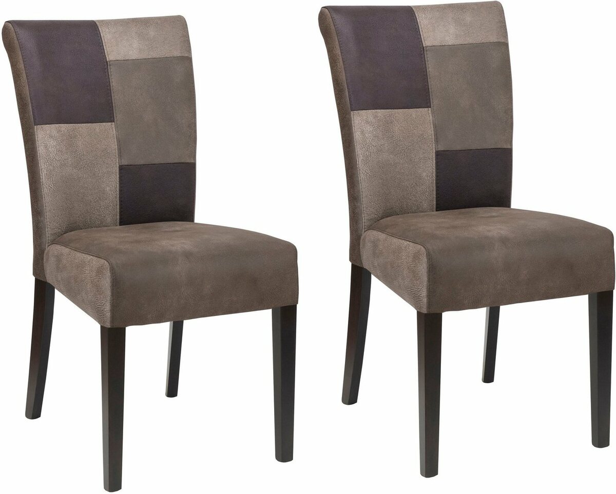 Bild 1 von Home affaire Esszimmerstuhl Queen (Set, 2 St), Beingestell aus Massivholz, Patchwork Bezug im Landhaus Stil, Bunt