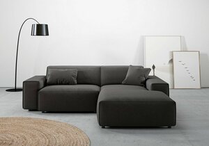 Andas Ecksofa Glimminge, Breite 234, auch in Breitcord + Easy care-Bezug, Zierkissen, Schwarz