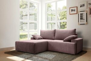 Exxpo - sofa fashion Ecksofa Orinoko, inklusive Bettfunktion und Bettkasten in verschiedenen Cord-Farben, Rosa