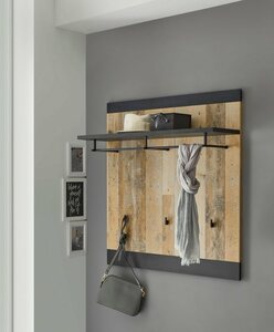 Home affaire Garderobenpaneel SHERWOOD, in modernem Holz Dekor, mit Beschlag aus Metall, Breite 92 cm, Braun
