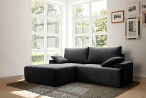 Exxpo - sofa fashion Ecksofa Orinoko, inklusive Bettfunktion und Bettkasten in verschiedenen Cord-Farben, Grau