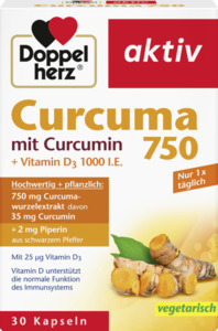 Doppelherz aktiv Curcuma 750 mit Curcumin + Vitamin D3 1000 I.E.