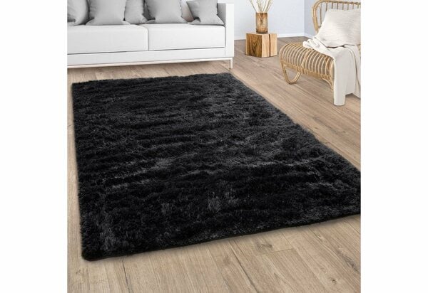 Bild 1 von Hochflor-Teppich Silky 591, Paco Home, rechteckig, Höhe: 37 mm, Uni-Farben, besonders weich und kuschelig, Schwarz