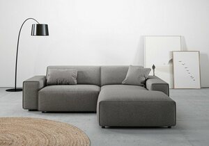 Andas Ecksofa Glimminge, Breite 234, auch in Breitcord + Easy care-Bezug, Zierkissen, Grau