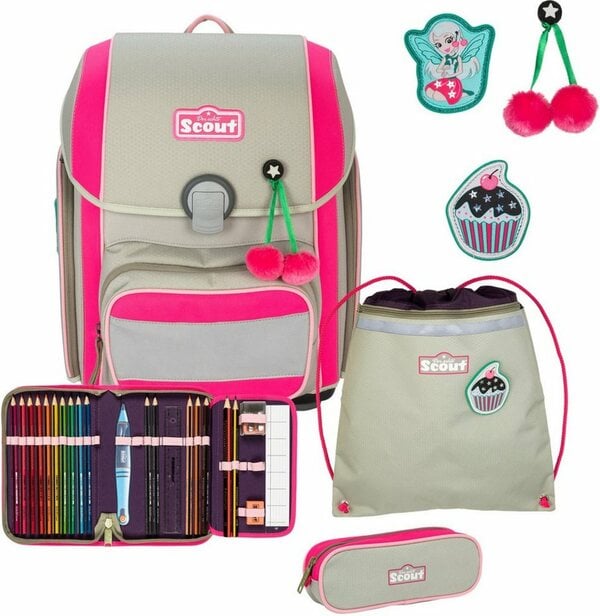 Bild 1 von Scout Schulranzen Genius, Pink Cherry (Set), mit 3 Funny Snaps, enthält recyceltes Material, Rosa