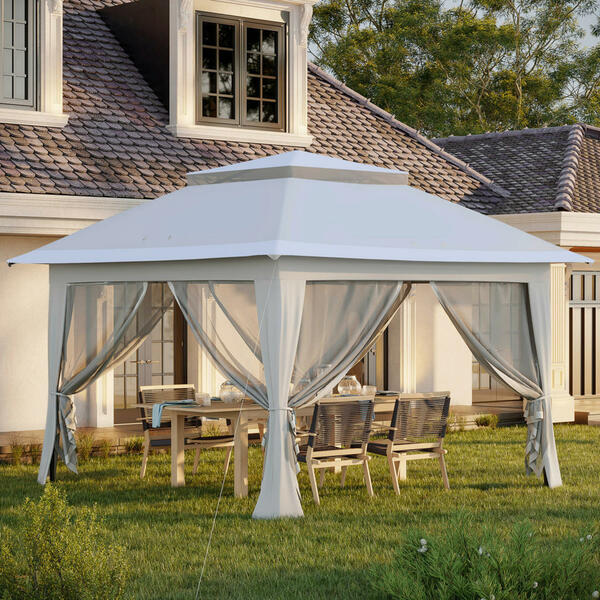 Outsunny Pavillon Mit Rollentasche Grau Stahl B/H/L: Ca. 364x294x364 Cm ...