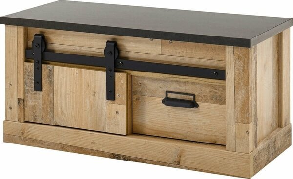 Bild 1 von Home affaire Sitzbank SHERWOOD, modernes Holz Dekor, mit Scheunentorbeschlag aus Metall, Breite 93 cm, Braun