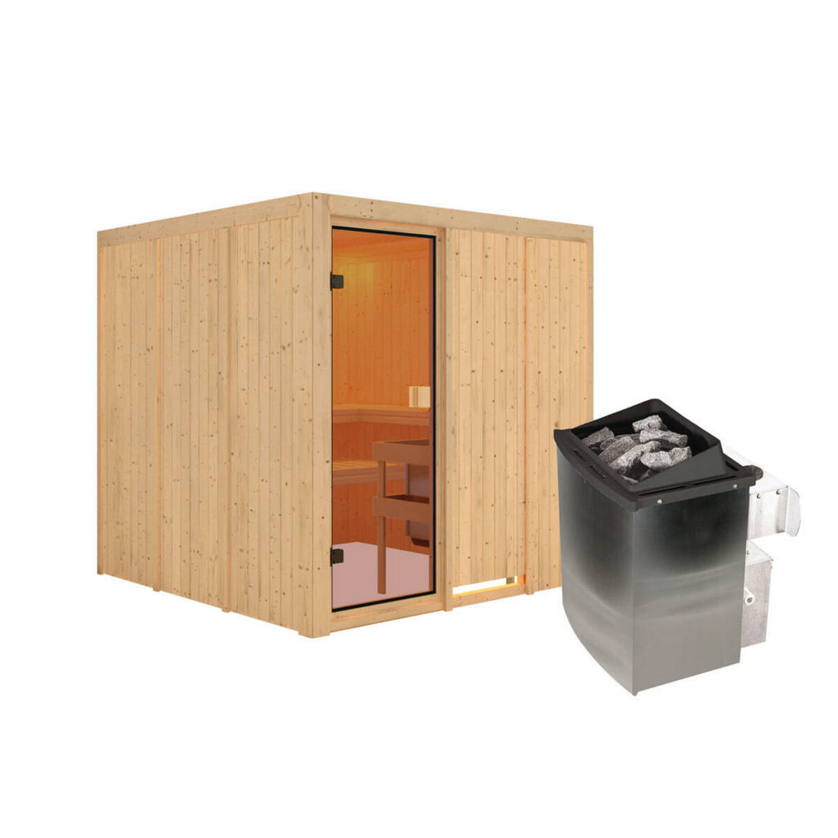 Bild 1 von Karibu Sauna Ano Front natur B/H/T: ca. 196x198x196 cm