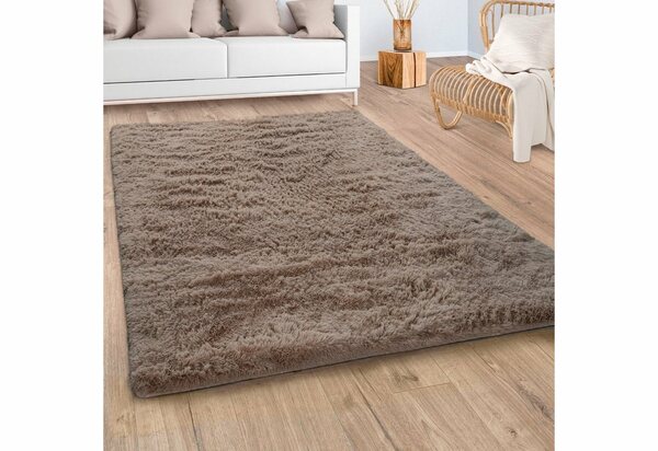 Bild 1 von Hochflor-Teppich Silky 591, Paco Home, rechteckig, Höhe: 37 mm, Uni-Farben, besonders weich und kuschelig, Braun