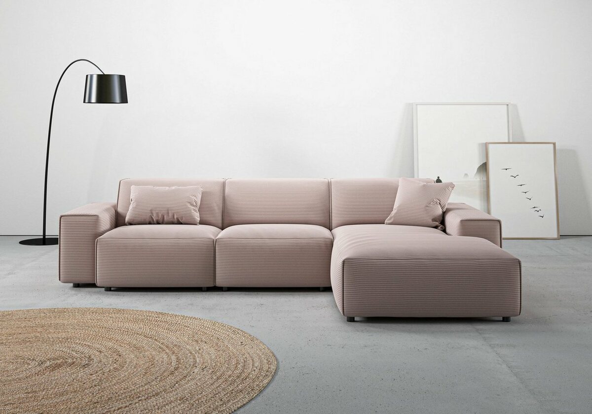 Bild 1 von Andas Ecksofa Glimminge, Breite 294, auch in Breitcord + Easy care-Bezug, Zierkissen, Rosa