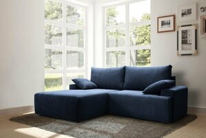 Exxpo - sofa fashion Ecksofa Orinoko, inklusive Bettfunktion und Bettkasten in verschiedenen Cord-Farben, Blau