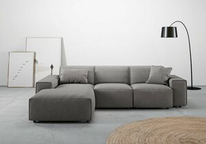 Andas Ecksofa Glimminge, Breite 264, auch in Breitcord + Easy care-Bezug, Zierkissen, Grau