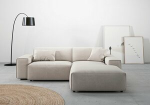 Andas Ecksofa Glimminge, Breite 234, auch in Breitcord + Easy care-Bezug, Zierkissen, Beige