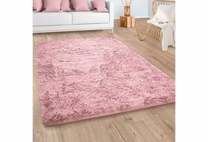 Hochflor-Teppich Silky 591, Paco Home, rechteckig, Höhe: 37 mm, Uni-Farben, besonders weich und kuschelig, Rosa