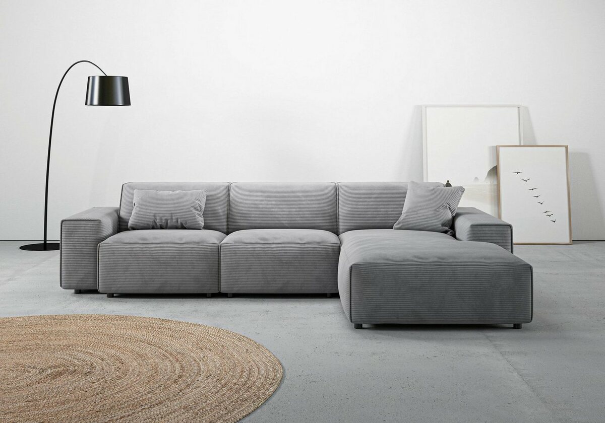 Bild 1 von Andas Ecksofa Glimminge, Breite 294, auch in Breitcord + Easy care-Bezug, Zierkissen, Grau