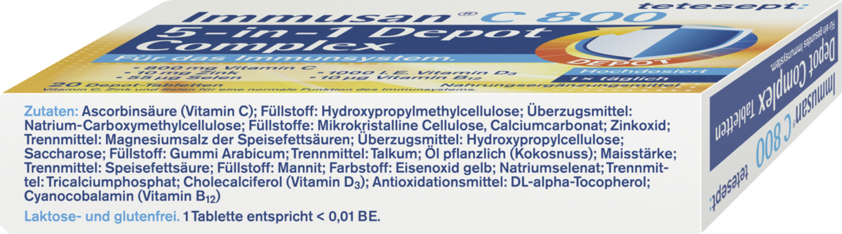 Bild 4 von tetesept Immusan C 800 5-in-1 Abwehr Complex