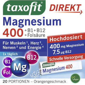 taxofit Magnesium 400 + B1 + B12 + Folsäure Direktgranulat