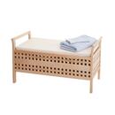 Bild 1 von Sitzbank MCW-B61, Sitztruhe Wächetruhe Holzbank Truhe Badezimmer Bank mit Auflage, Staufach Walnuss 50x89x40cm