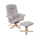 Bild 1 von Relaxsessel H56, Fernsehsessel TV-Sessel mit Hocker, Stoff/Textil ~ vintage hellgrau