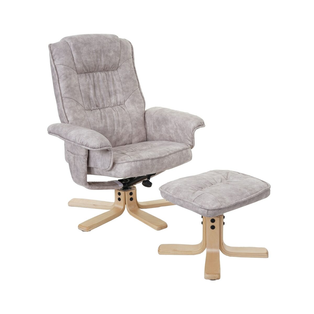 Bild 1 von Relaxsessel H56, Fernsehsessel TV-Sessel mit Hocker, Stoff/Textil ~ vintage hellgrau