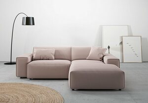 Andas Ecksofa Glimminge, Breite 234, auch in Breitcord + Easy care-Bezug, Zierkissen, Rosa