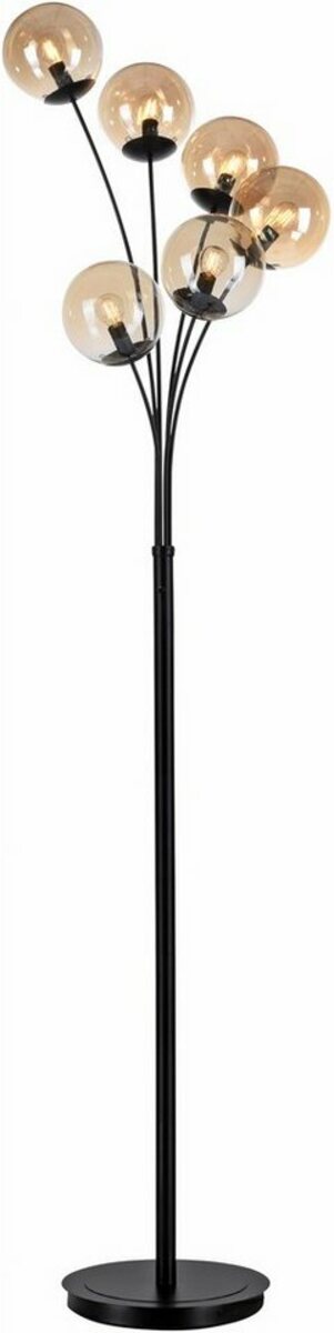 Bild 1 von Andas Stehlampe Nymölla, Ein-/Ausschalter, ohne Leuchtmittel, Warmweiß, mit großen amberfarbigen Glaskörpern, schwarz lackiert Oberfläche, Schwarz