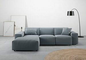 Andas Ecksofa Glimminge, Breite 264, auch in Breitcord + Easy care-Bezug, Zierkissen, Grün