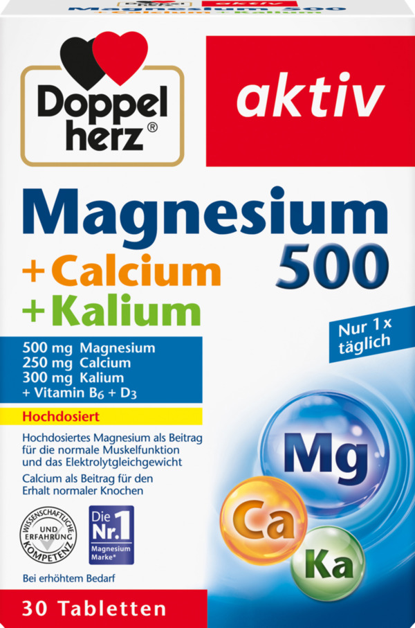 Bild 1 von Doppelherz aktiv Magnesium 500 + Calcium + Kalium Tabletten
