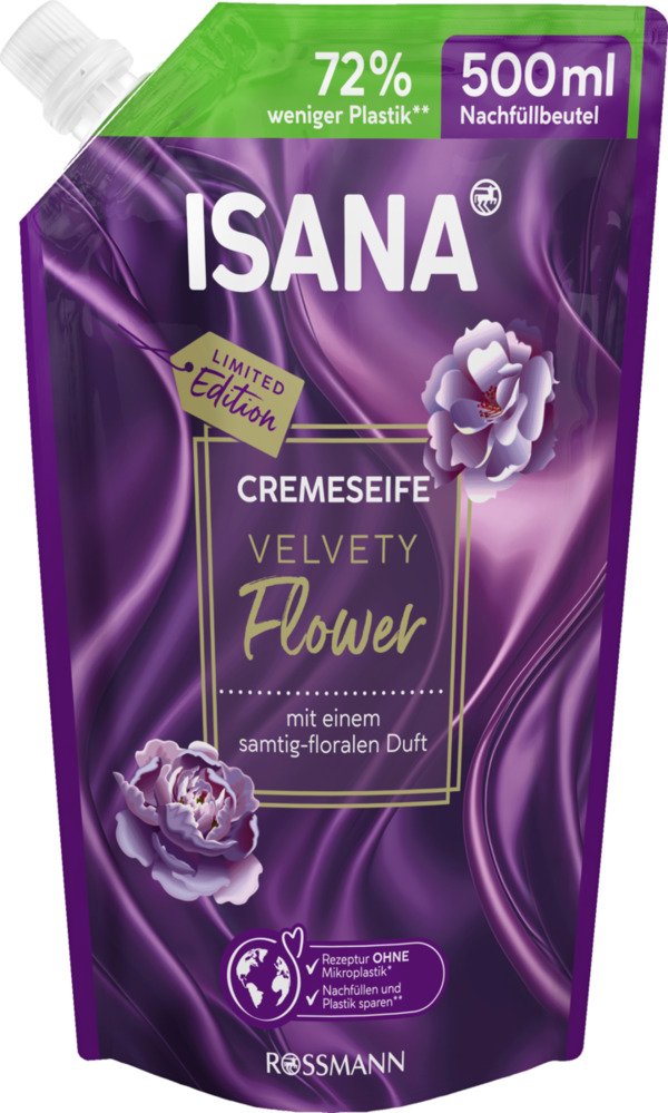 Bild 1 von ISANA Cremeseife Velvety Flower Nachfüllbeutel