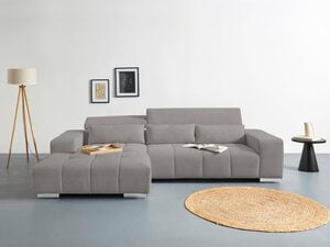 COTTA Ecksofa Orion, mit Recamiere, inkl. verstellbaren Kopfstützen und 3 Kissen, Grau