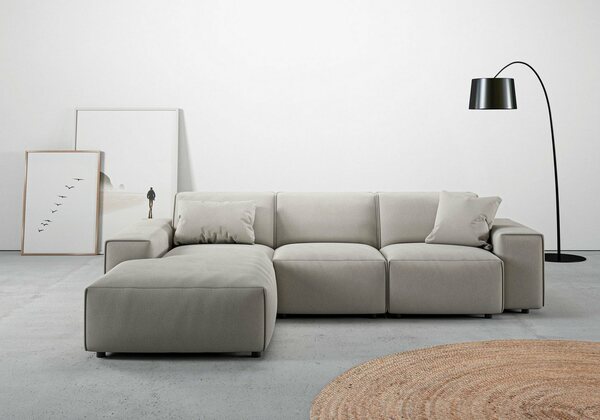 Bild 1 von Andas Ecksofa Glimminge, Breite 264, auch in Breitcord + Easy care-Bezug, Zierkissen, Grau