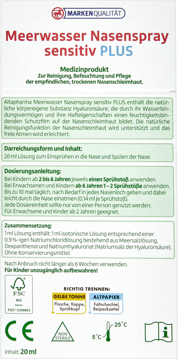 Bild 2 von altapharma Meerwasser Nasenspray Sensitiv PLUS