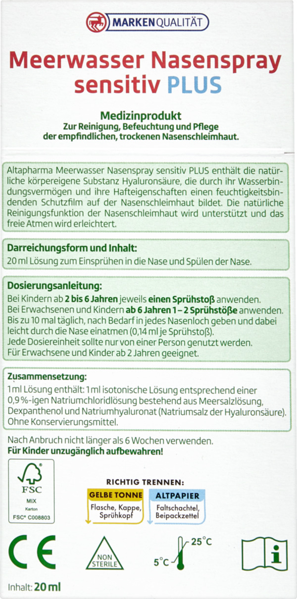 Bild 2 von altapharma Meerwasser Nasenspray Sensitiv PLUS