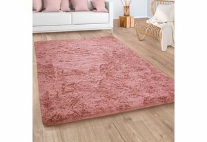 Hochflor-Teppich Silky 591, Paco Home, rechteckig, Höhe: 37 mm, Uni-Farben, besonders weich und kuschelig, Rot