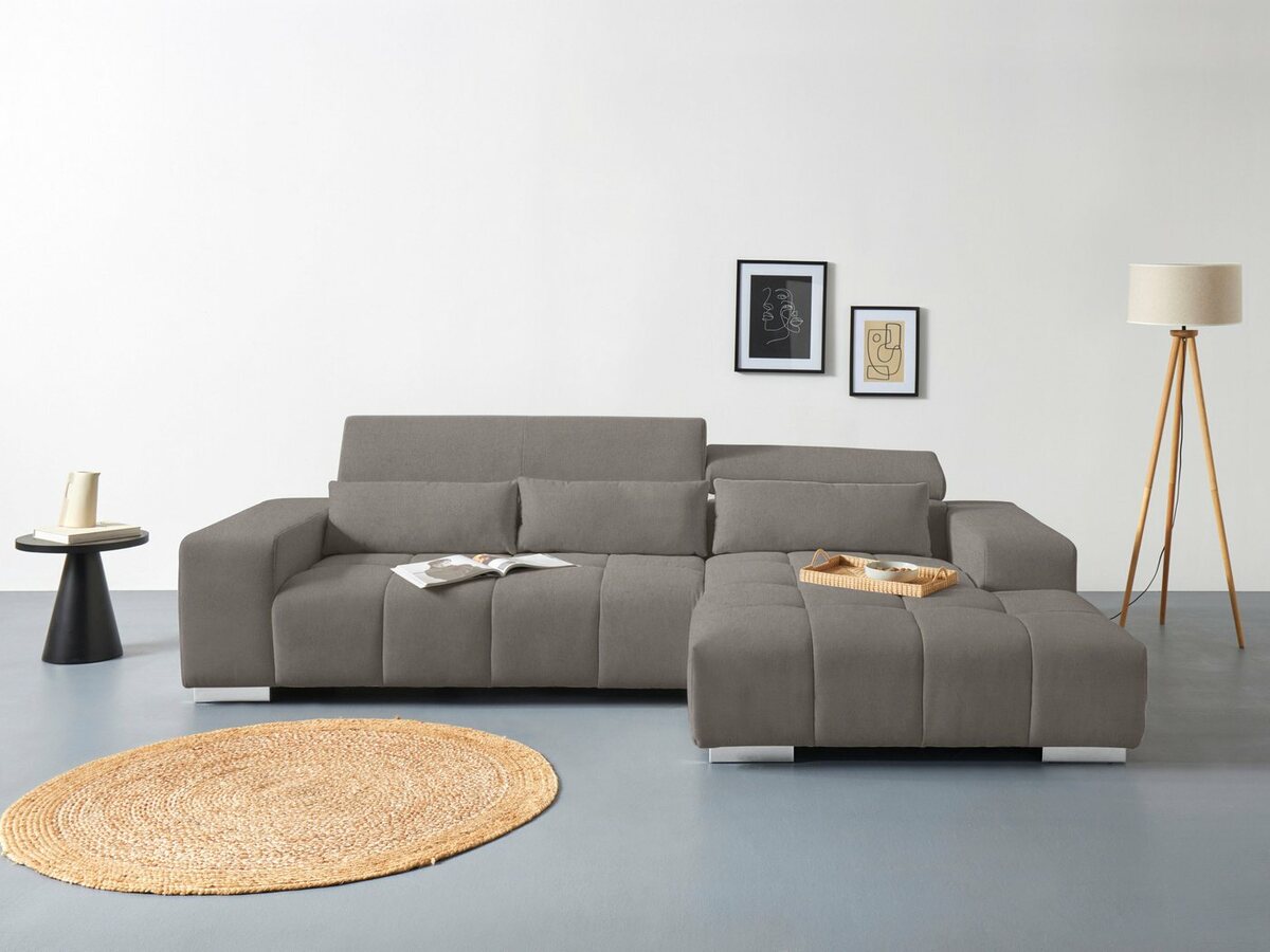 Bild 1 von COTTA Ecksofa Orion, mit Recamiere, inkl. verstellbaren Kopfstützen und 3 Kissen, Braun