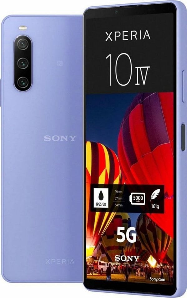 Bild 1 von Sony Xperia 10 IV Smartphone (15,24 cm/6 Zoll, 128 GB Speicherplatz, 8 MP Kamera, 5.000 mAh Akku), Lila