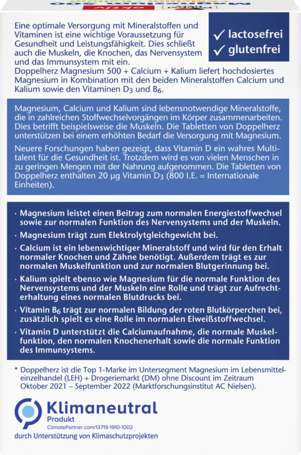 Bild 4 von Doppelherz aktiv Magnesium 500 + Calcium + Kalium Tabletten