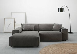 Andas Ecksofa Glimminge, Breite 234, auch in Breitcord + Easy care-Bezug, Zierkissen, Grau